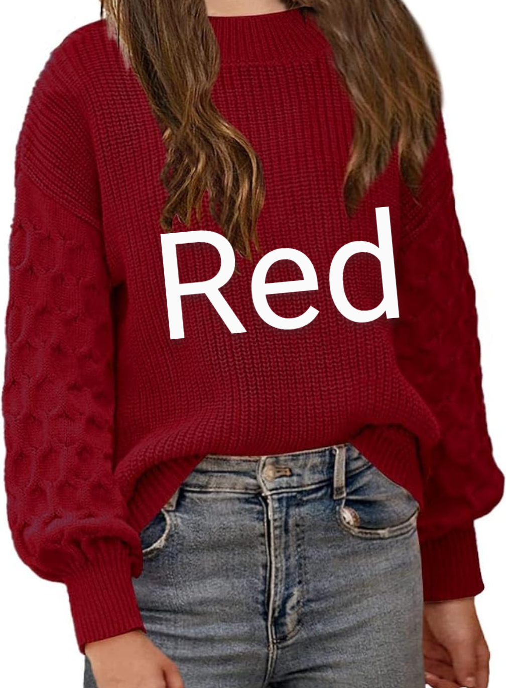 Puff style sleeve Personalized Sweater(BIG KIDS)
