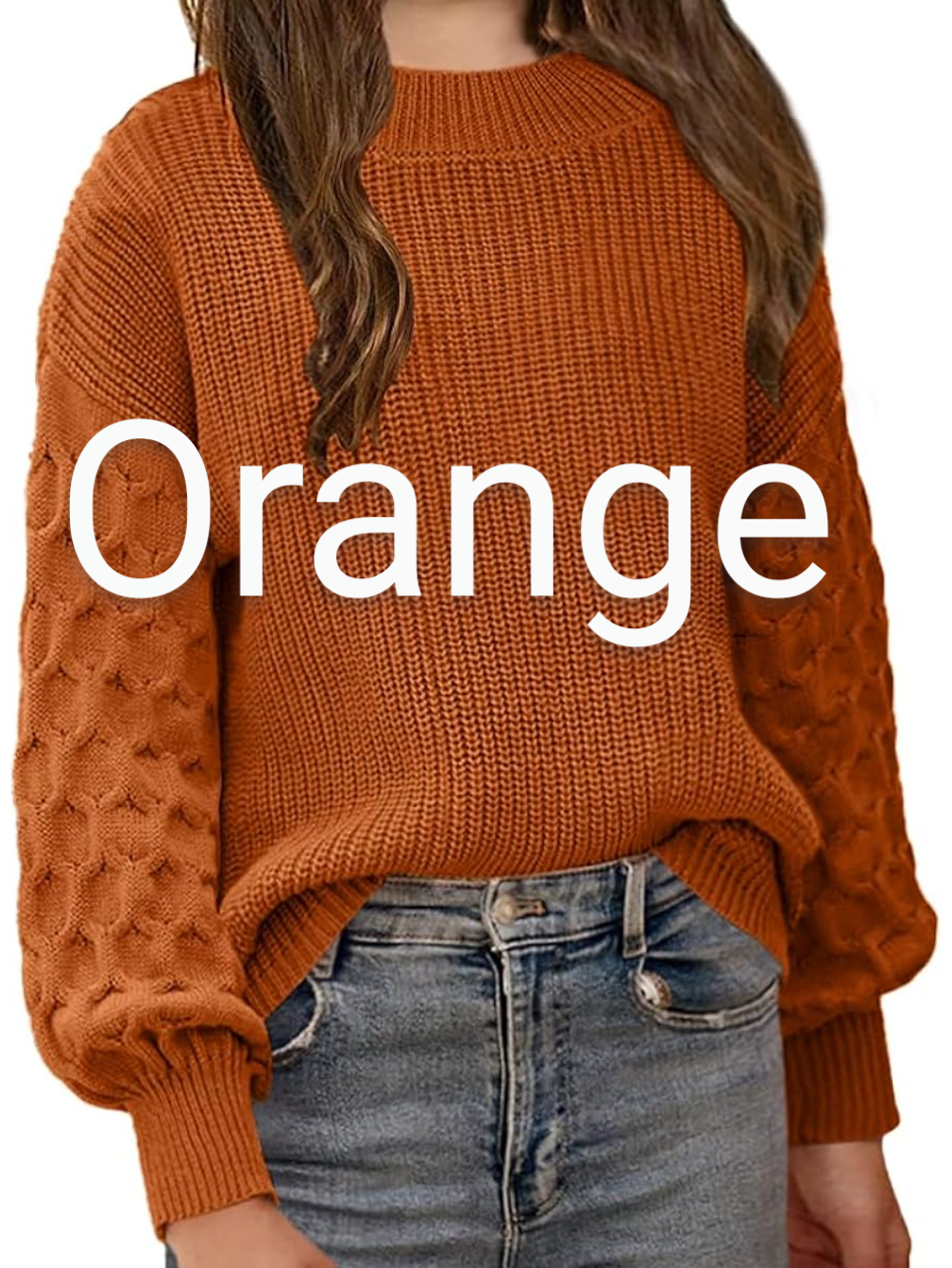 Puff style sleeve Personalized Sweater(BIG KIDS)