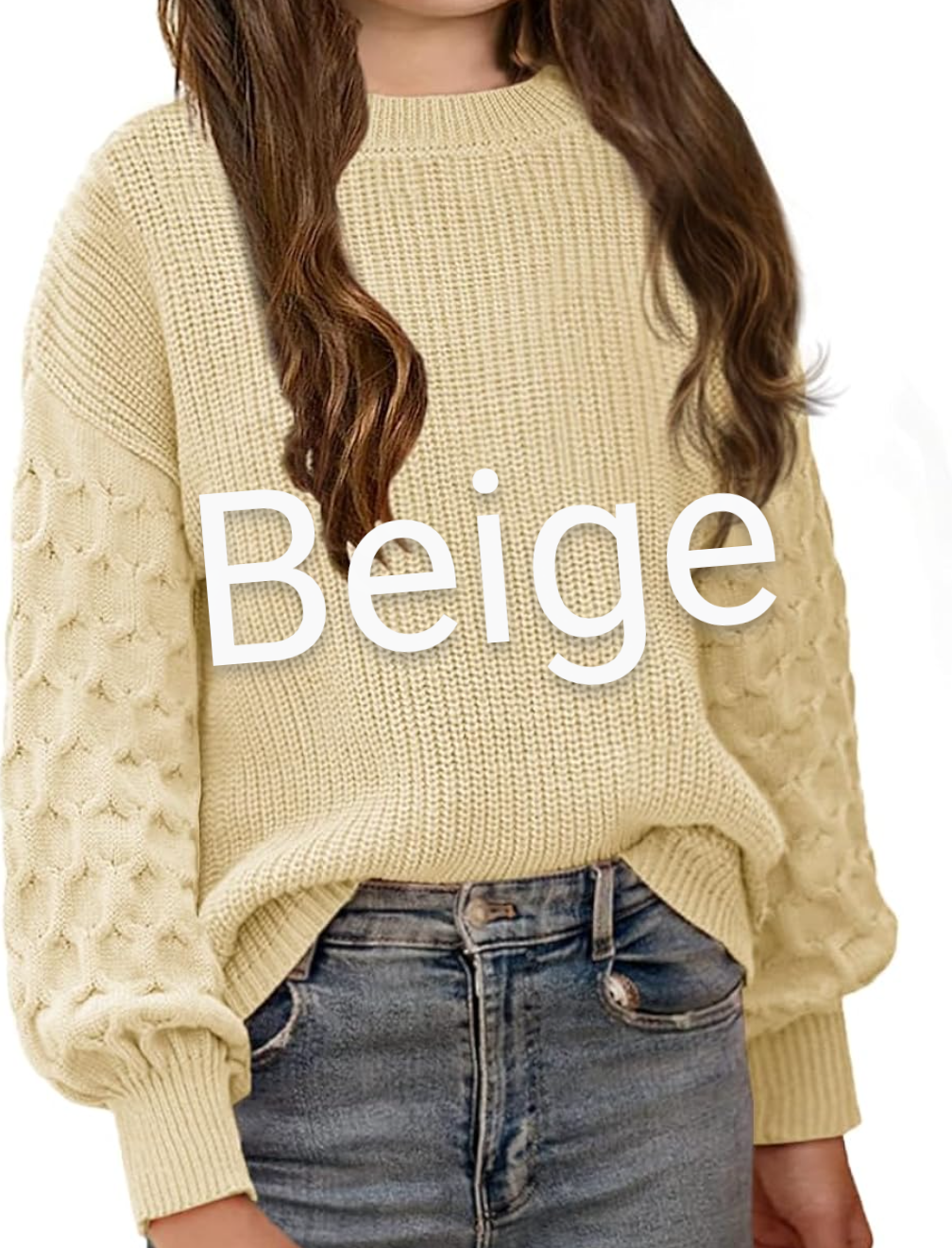 Puff style sleeve Personalized Sweater(BIG KIDS)