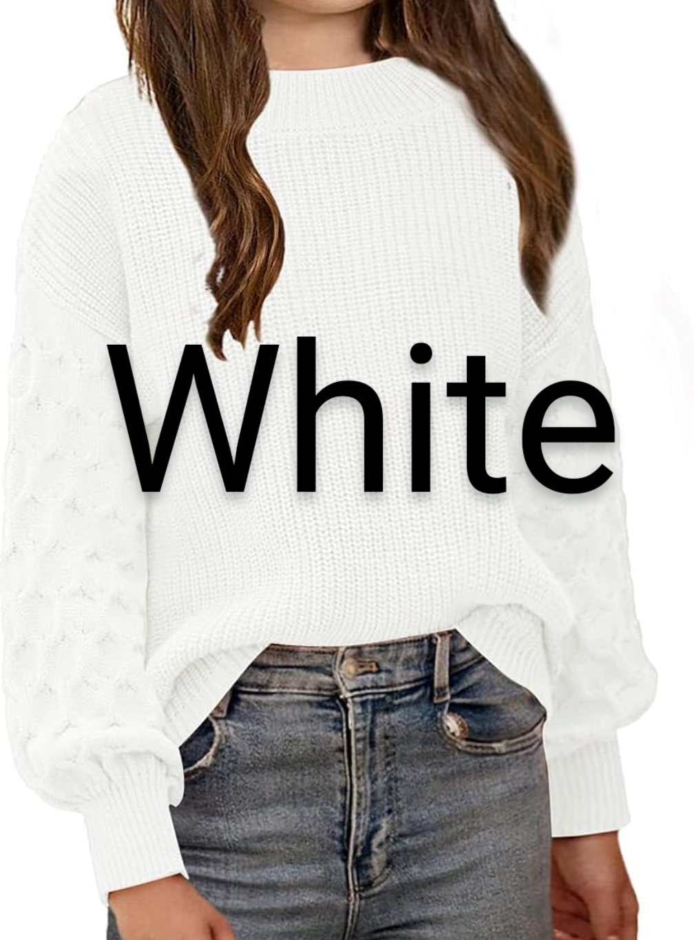 Puff style sleeve Personalized Sweater(BIG KIDS)