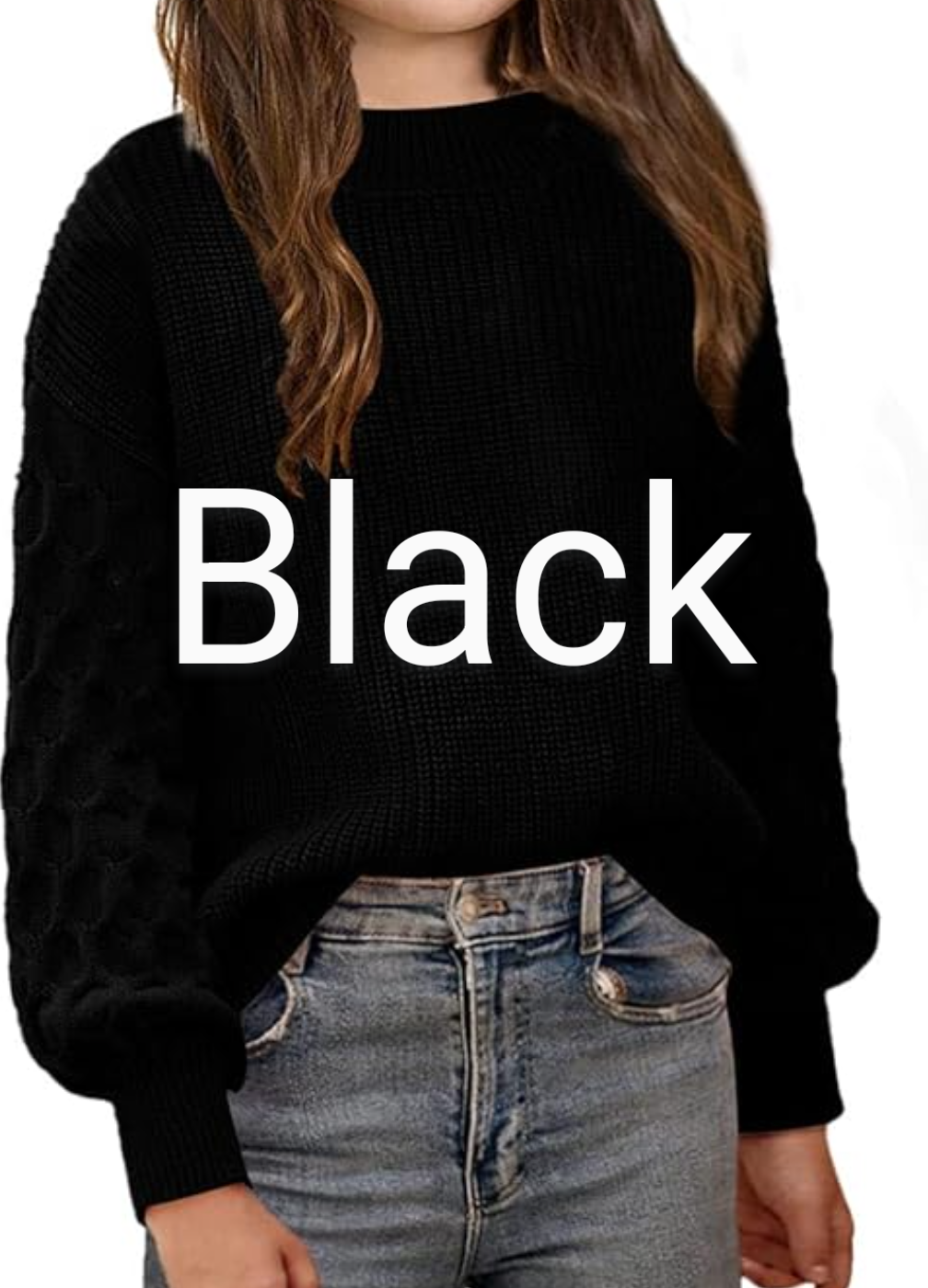 Puff style sleeve Personalized Sweater(BIG KIDS)